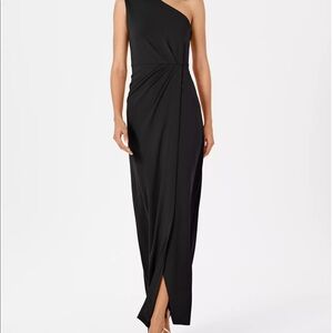 Calvin Klein Black Draped One-Shoulder Gown